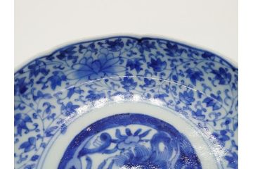 江戸期　古伊万里　染付　二重角福　花唐草龍文　繊細な絵柄に魅了されるなます皿2枚セット(渦福、ドラゴン、小皿、和食器)(R-061695)