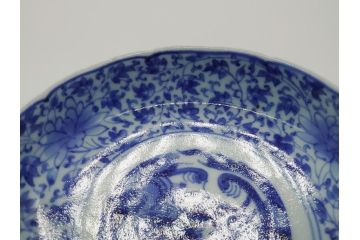 江戸期　古伊万里　染付　二重角福　花唐草龍文　繊細な絵柄に魅了されるなます皿2枚セット(渦福、ドラゴン、小皿、和食器)(R-061695)