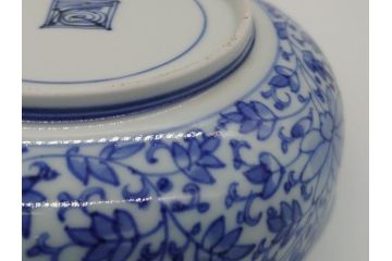 江戸期　古伊万里　染付　二重角福　花唐草龍文　繊細な絵柄に魅了されるなます皿2枚セット(渦福、ドラゴン、小皿、和食器)(R-061695)