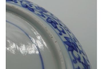 江戸期　古伊万里　染付　二重角福　花唐草龍文　繊細な絵柄に魅了されるなます皿2枚セット(渦福、ドラゴン、小皿、和食器)(R-061695)