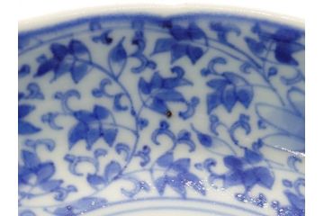江戸期　古伊万里　染付　二重角福　花唐草龍文　繊細な絵柄に魅了されるなます皿2枚セット(渦福、ドラゴン、小皿、和食器)(R-061695)