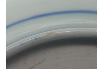 江戸期　古伊万里　染付　二重角福　花唐草文　繊細な絵柄に魅了される4.6寸なます皿2枚セット(渦福、牡丹、小皿、和食器)(R-061696)