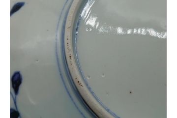 幕末期　上手物　金彩色絵染付　花盆文　8.3寸皿　約25cm　鮮やかな色彩が目を惹く楕円皿(八寸三分、和皿、和食器、皿)(R-061699)