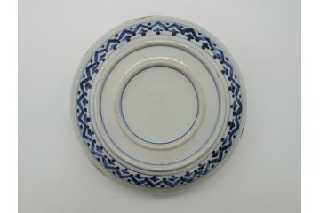 幕末期　上手物　金彩色絵　二重高台　8.3寸皿　約25cm　きらびやかに輝き美しい大鉢(八寸三分、和皿、皿、大皿、紅葉、小花、獅子、渦、和食器)(R-061701)