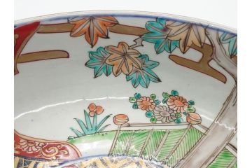 幕末期　上手物　金彩色絵　二重高台　8.3寸皿　約25cm　きらびやかに輝き美しい大鉢(八寸三分、和皿、皿、大皿、紅葉、小花、獅子、渦、和食器)(R-061701)