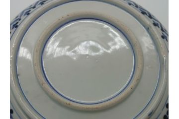 幕末期　上手物　金彩色絵　二重高台　8.3寸皿　約25cm　きらびやかに輝き美しい大鉢(八寸三分、和皿、皿、大皿、紅葉、小花、獅子、渦、和食器)(R-061701)