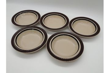 ARABIA　FINLAND　Ruija(ルイージャ)　Ulla Procope(ウラ・プロコッペ)　シンプルで使い勝手のよいスーププレート5枚セット(皿、深皿、ボウル、アラビア、フィンランド、北欧食器)(R-061703)