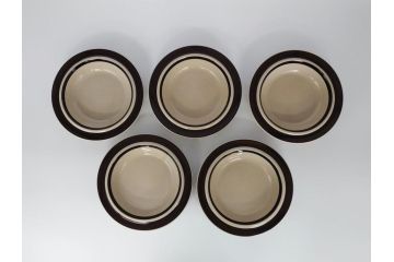 ARABIA　FINLAND　Ruija(ルイージャ)　Ulla Procope(ウラ・プロコッペ)　シンプルで使い勝手のよいスーププレート5枚セット(皿、深皿、ボウル、アラビア、フィンランド、北欧食器)(R-061703)