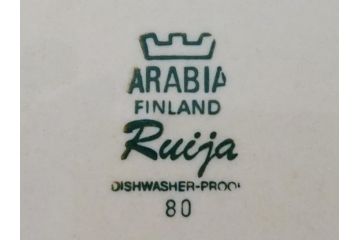 ARABIA　FINLAND　Ruija(ルイージャ)　Ulla Procope(ウラ・プロコッペ)　シンプルで使い勝手のよいスーププレート5枚セット(皿、深皿、ボウル、アラビア、フィンランド、北欧食器)(R-061703)