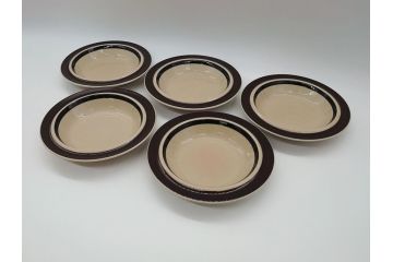 ARABIA　FINLAND　Ruija(ルイージャ)　Ulla Procope(ウラ・プロコッペ)　シンプルで使い勝手のよいスーププレート5枚セット(皿、深皿、ボウル、アラビア、フィンランド、北欧食器)(R-061704)