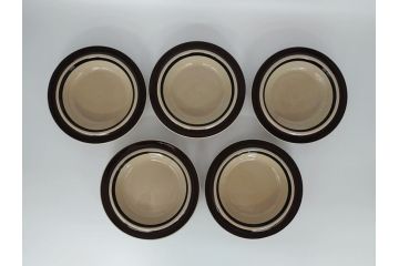 ARABIA　FINLAND　Ruija(ルイージャ)　Ulla Procope(ウラ・プロコッペ)　シンプルで使い勝手のよいスーププレート5枚セット(皿、深皿、ボウル、アラビア、フィンランド、北欧食器)(R-061704)