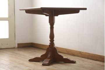 中古　美品　松本民芸家具　凝った脚のデザインが目を惹くサイドテーブル(2人掛け、2P、ダイニングテーブル、カフェテーブル)(R-061707)