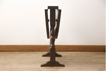 中古　松本民芸家具　脚のデザインがシックな#13型T・Fバタフライ卓(サイドテーブル、ラウンドテーブル、丸テーブル、ドロップリーフテーブル、カフェテーブル、コーヒーテーブル)(R-061708)