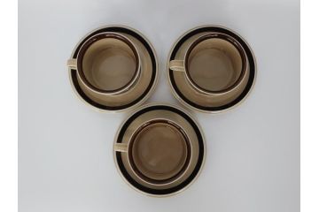 ARABIA　FINLAND　Ruija(ルイージャ)　Ulla Procope(ウラ・プロコッペ)　優しさと温かみある絵付けが印象的なティーカップ&ソーサー3客セット(アラビア、フィンランド、Sモデル、北欧食器、C&S)(R-061720)