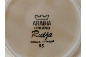ARABIA　FINLAND　Ruija(ルイージャ)　Ulla Procope(ウラ・プロコッペ)　優しさと温かみある絵付けが印象的なティーカップ&ソーサー3客セット(アラビア、フィンランド、Sモデル、北欧食器、C&S)(R-061720)