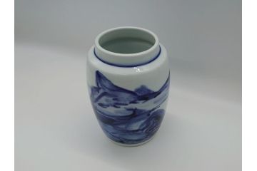 人間国宝　近藤悠三　山　染付　花瓶(共箱無し、花器、近藤雄三)(R-061722)