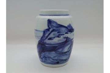 人間国宝　近藤悠三　山　染付　花瓶(共箱無し、花器、近藤雄三)(R-061722)