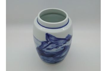 人間国宝　近藤悠三　山　染付　花瓶(共箱無し、花器、近藤雄三)(R-061722)
