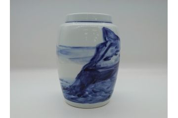 人間国宝　近藤悠三　山　染付　花瓶(共箱無し、花器、近藤雄三)(R-061722)