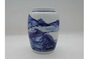 人間国宝　近藤悠三　山　染付　花瓶(共箱無し、花器、近藤雄三)(R-061722)