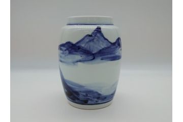人間国宝　近藤悠三　山　染付　花瓶(共箱無し、花器、近藤雄三)(R-061722)