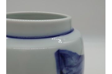 人間国宝　近藤悠三　山　染付　花瓶(共箱無し、花器、近藤雄三)(R-061722)