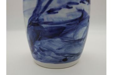 人間国宝　近藤悠三　山　染付　花瓶(共箱無し、花器、近藤雄三)(R-061722)