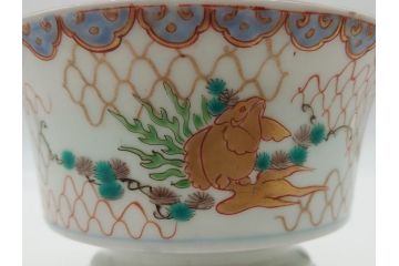江戸期　伊万里　盃　色絵　杯洗(盃洗)　金彩　優雅に泳ぐ金魚が愛らしい高台皿(和食器、フルーツ皿)(R-061723)