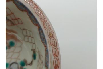 江戸期　伊万里　盃　色絵　杯洗(盃洗)　金彩　優雅に泳ぐ金魚が愛らしい高台皿(和食器、フルーツ皿)(R-061723)