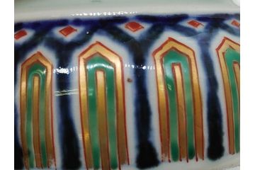江戸期　伊万里　盃　色絵　杯洗(盃洗)　金彩　優雅に泳ぐ金魚が愛らしい高台皿(和食器、フルーツ皿)(R-061723)