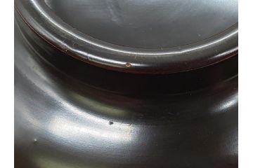 輪島塗　黒塗　蒔絵　金彩　金魚　盃洗　悠々泳ぐ金魚が涼しげな4.8寸深鉢3客セット(杯洗、酒器、漆器、雷紋)(R-061726)