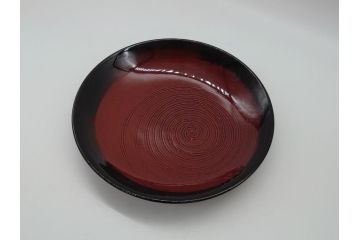 大樋年雄(十一代　大樋長左衛門)　大樋焼　飴釉　7寸皿(共箱付き、菓子器、菓子皿)(R-061727)