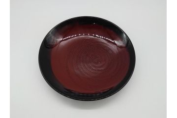 大樋年雄(十一代　大樋長左衛門)　大樋焼　飴釉　7寸皿(共箱付き、菓子器、菓子皿)(R-061727)