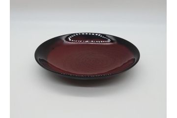 大樋年雄(十一代　大樋長左衛門)　大樋焼　飴釉　7寸皿(共箱付き、菓子器、菓子皿)(R-061727)