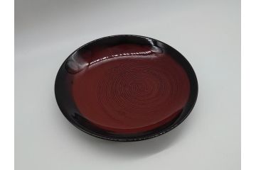 大樋年雄(十一代　大樋長左衛門)　大樋焼　飴釉　7寸皿(共箱付き、菓子器、菓子皿)(R-061727)