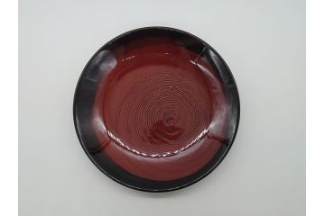 大樋年雄(十一代　大樋長左衛門)　大樋焼　飴釉　7寸皿(共箱付き、菓子器、菓子皿)(R-061727)