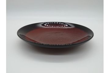 大樋年雄(十一代　大樋長左衛門)　大樋焼　飴釉　7寸皿(共箱付き、菓子器、菓子皿)(R-061727)