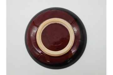 大樋年雄(十一代　大樋長左衛門)　大樋焼　飴釉　7寸皿(共箱付き、菓子器、菓子皿)(R-061727)