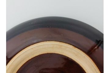 大樋年雄(十一代　大樋長左衛門)　大樋焼　飴釉　7寸皿(共箱付き、菓子器、菓子皿)(R-061727)