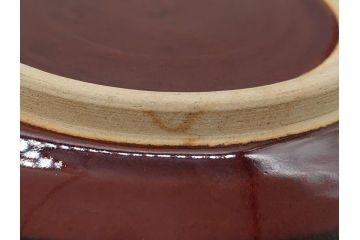 大樋年雄(十一代　大樋長左衛門)　大樋焼　飴釉　7寸皿(共箱付き、菓子器、菓子皿)(R-061727)
