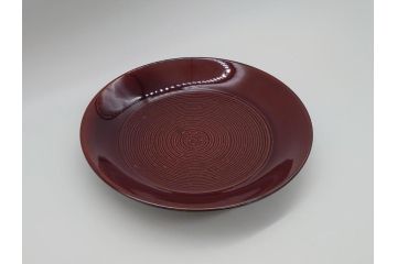 大樋年雄(十一代　大樋長左衛門)　大樋焼　飴釉　7寸皿(共箱付き、菓子器、菓子皿)(R-061728 )