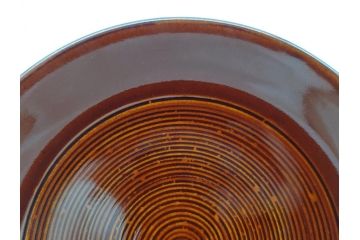 大樋年雄(十一代　大樋長左衛門)　大樋焼　飴釉　7寸皿(共箱付き、菓子器、菓子皿)(R-061728 )