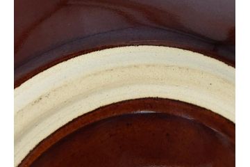 大樋年雄(十一代　大樋長左衛門)　大樋焼　飴釉　7寸皿(共箱付き、菓子器、菓子皿)(R-061728 )
