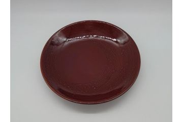 大樋年雄(十一代　大樋長左衛門)　大樋焼　飴釉　約21.5　7寸皿(共箱付き、七寸、菓子器、菓子皿、和皿)(R-061729 )