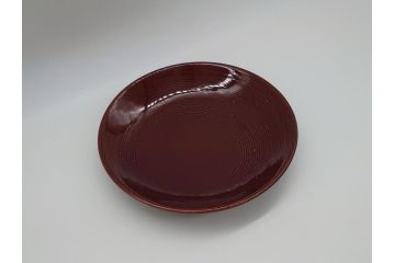 大樋年雄(十一代　大樋長左衛門)　大樋焼　飴釉　約21.5　7寸皿(共箱付き、七寸、菓子器、菓子皿、和皿)(R-061729 )