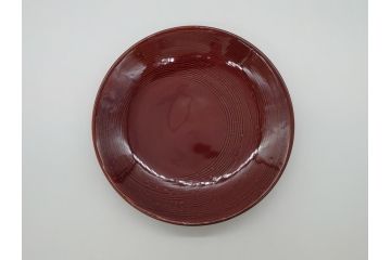 大樋年雄(十一代　大樋長左衛門)　大樋焼　飴釉　約21.5　7寸皿(共箱付き、七寸、菓子器、菓子皿、和皿)(R-061729 )