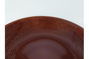 大樋年雄(十一代　大樋長左衛門)　大樋焼　飴釉　約21.5　7寸皿(共箱付き、七寸、菓子器、菓子皿、和皿)(R-061729 )