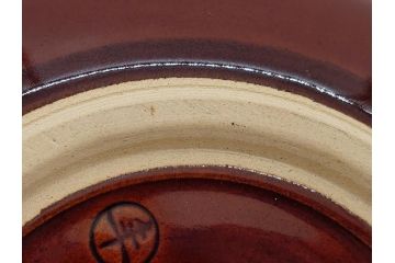 大樋年雄(十一代　大樋長左衛門)　大樋焼　飴釉　約21.5　7寸皿(共箱付き、七寸、菓子器、菓子皿、和皿)(R-061729 )
