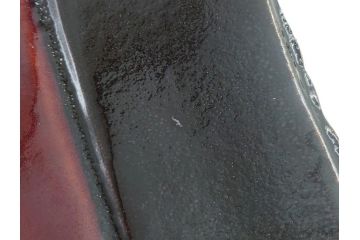 大樋年雄(十一代　大樋長左衛門)　文陽窯　大樋焼　飴釉　長方形　1.1尺皿　約34cm　掛分け線紋皿(一尺一寸、共箱付き、変形皿、大樋焼宗家十代長左衛門窯、和皿、和食器)(R-061730)
