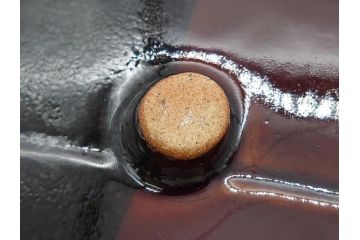大樋年雄(十一代　大樋長左衛門)　文陽窯　大樋焼　飴釉　長方形　1.1尺皿　約34cm　掛分け線紋皿(一尺一寸、共箱付き、変形皿、大樋焼宗家十代長左衛門窯、和皿、和食器)(R-061730)